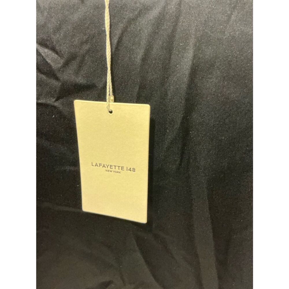 NWT Lafayette 148 New York Navy Long-Sleeve Satin Top $498 - Picture 3 of 11